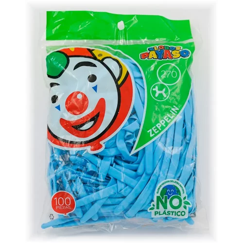 Globos Payaso Azul Pastel Zeppelin 270 Bolsa con 100 piezas