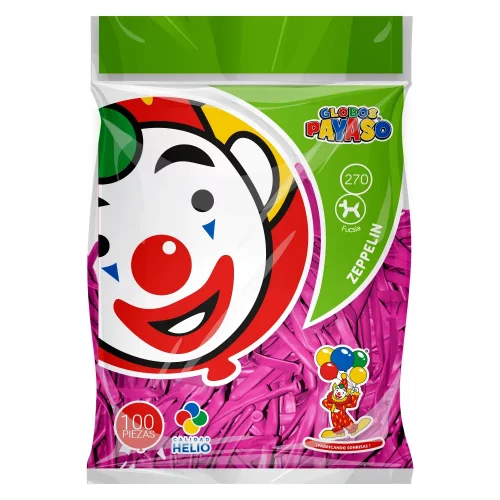 Globos Payaso Fucsia Zeppelin 270 Bolsa con 100 piezas