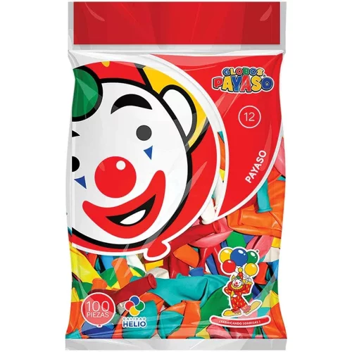 Globos Payaso Número 12 Bolsa con 100 piezas