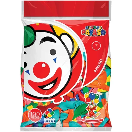 Globos Payaso Número 7 Bolsa con 100 piezas