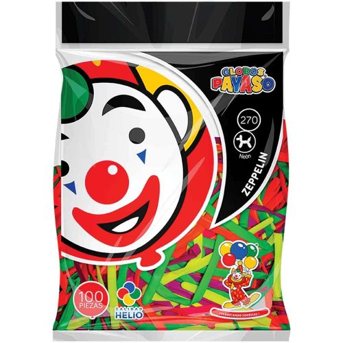Globos Payaso Zeppelin Neón Bolsa con 100 piezas