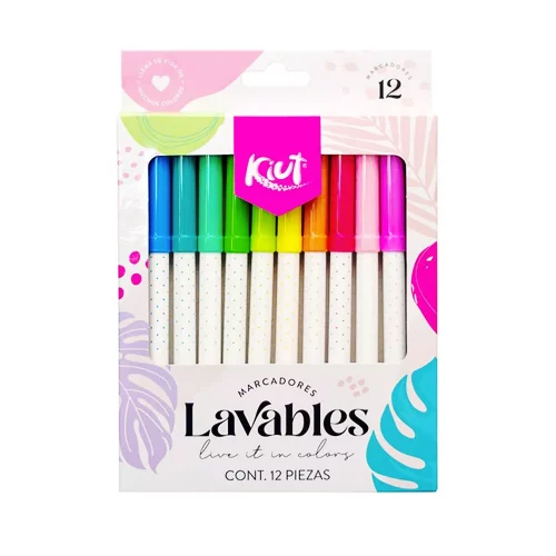 Marcadores Lavables Kiut con 12 Piezas
