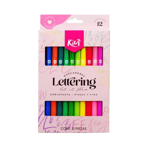 Marcadores Lettering Kiut Doble Punta con 12 Piezas