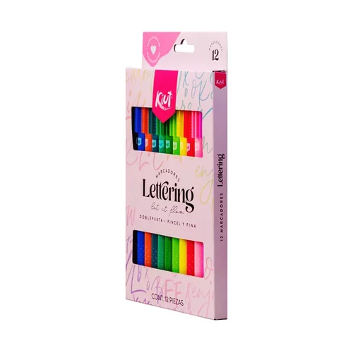Marcadores Lettering Kiut Doble Punta con 12 Piezas