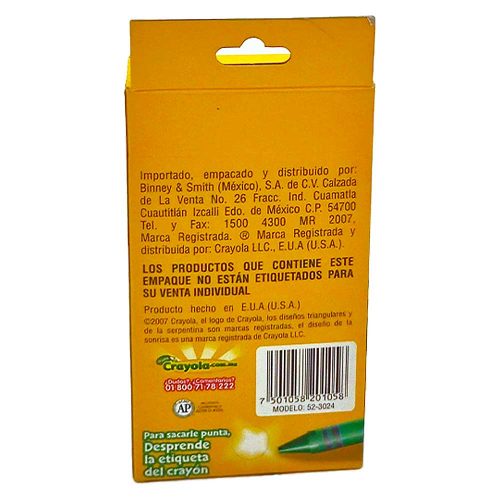 Crayones crayola vintage 2007 amarillo diente de león 24 piezas