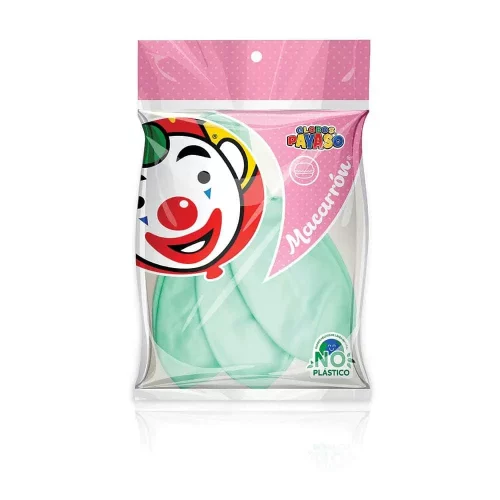 Globos Payaso Macarrón Menta Número 24 Bolsa con 3 piezas