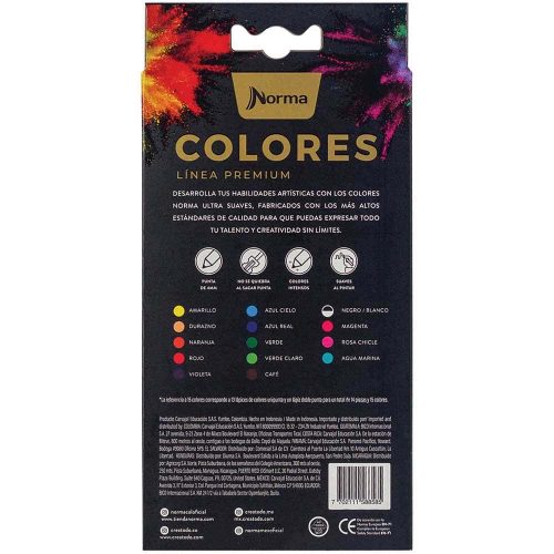 Lápices de Colores Norma Premium con 15 Piezas