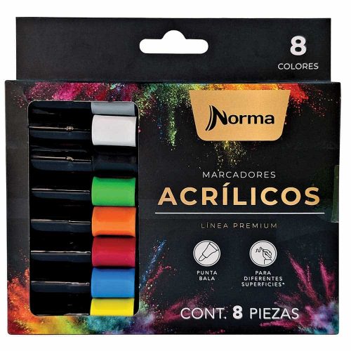 Marcador Grueso Acrílico Norma con 8 Piezas
