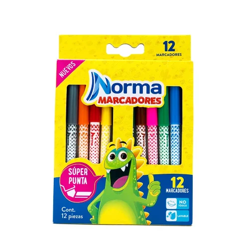 Marcadores Lavables Norma con 12 Piezas