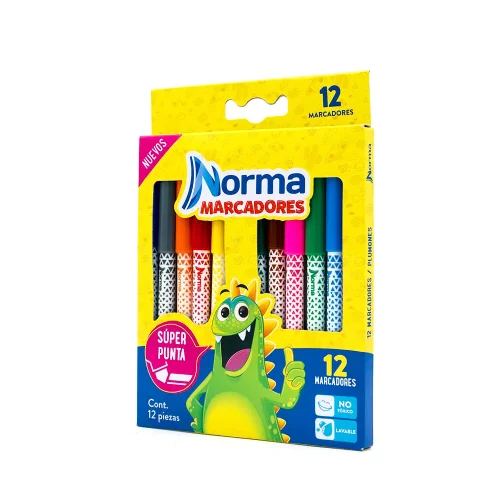 Marcadores Lavables Norma con 12 Piezas