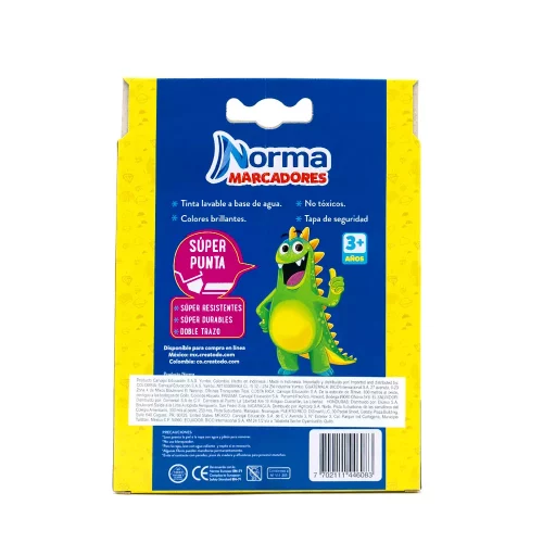 Marcadores Lavables Norma con 12 Piezas