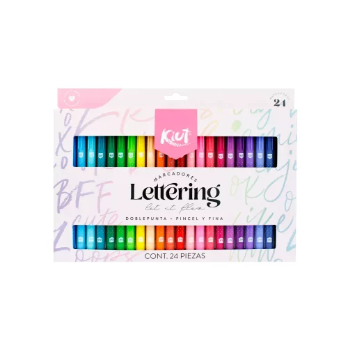 Marcadores Lettering Kiut Doble Punta con 24 Piezas