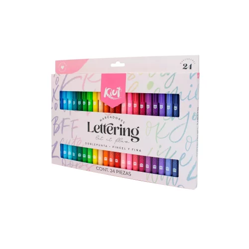 Marcadores Lettering Kiut Doble Punta con 24 Piezas